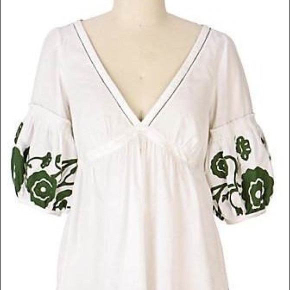 Anthropologie Tops - White Tunic V Neck Top
